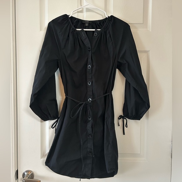 J-Crew Tie Sleeve Button-Front Dress in Cotton Poplin - Picture 1 of 5